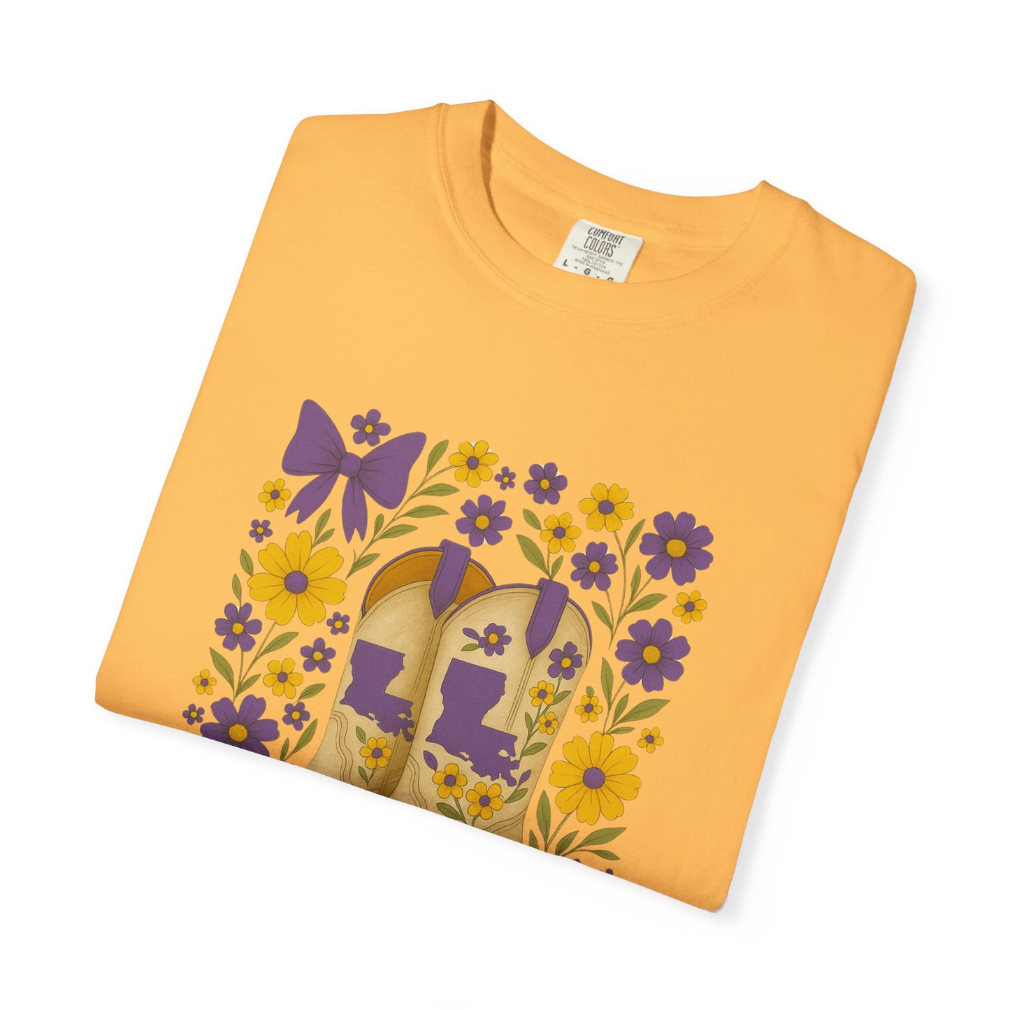 T-Shirt - Western Floral Boot T-Shirt, Vintage Graphic Shirt, Gift for Cowgirl, LSU Tigers, Louisiana Game Day