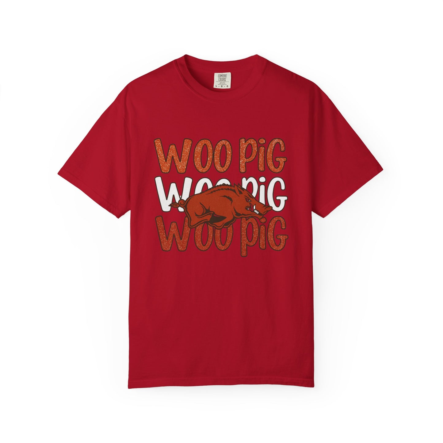 Woo Pig Garment-Dyed T-Shirt, Unisex Tee, Arkansas Pride Shirt, Casual Everyday Wear, College Game Day Tee, Fun Graphic Tee