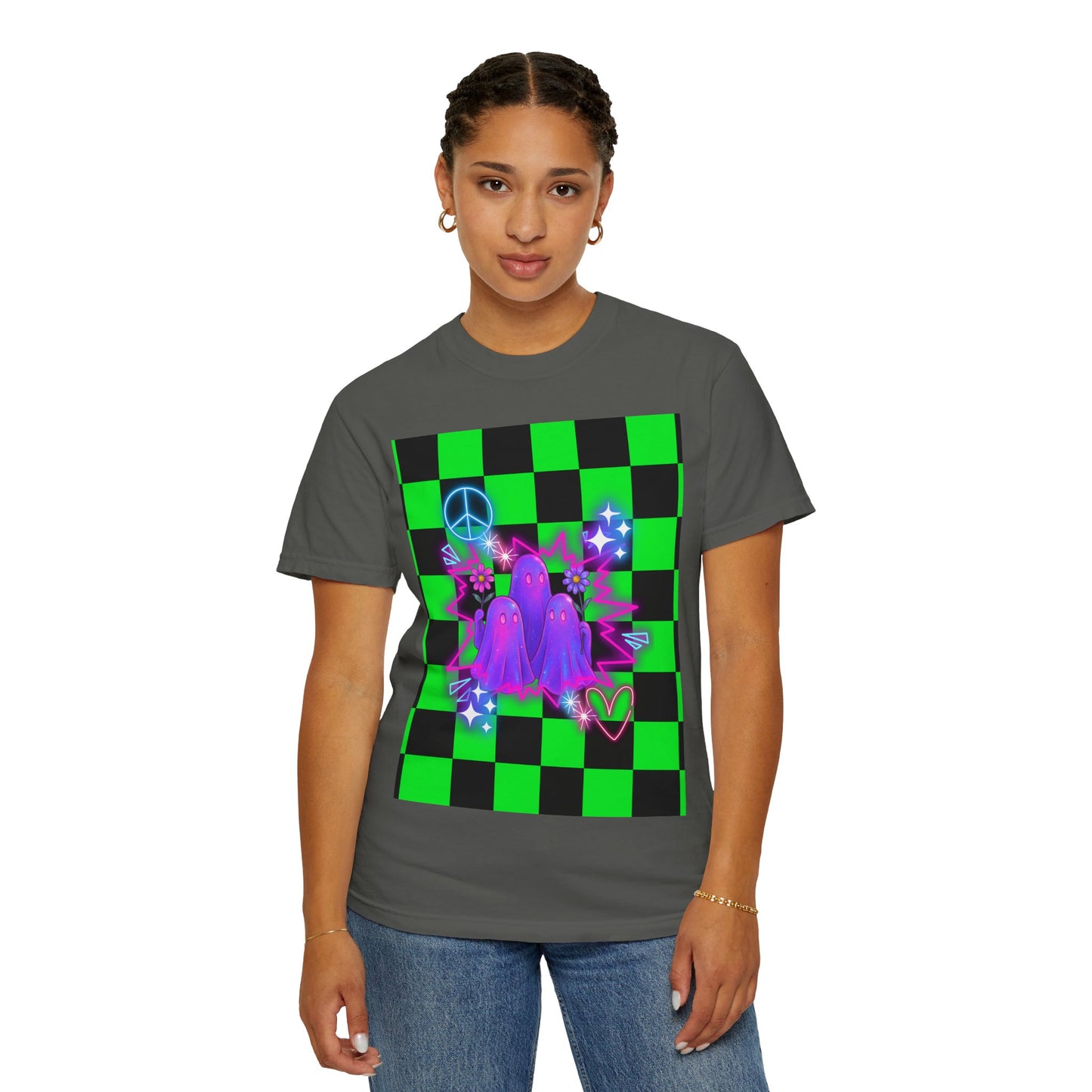 Vibrant Ghost Graphic Tee, Unisex T-shirt, Retro Vibe Shirt, Perfect for Halloween, Party Wear, Casual Style, Unique Gift