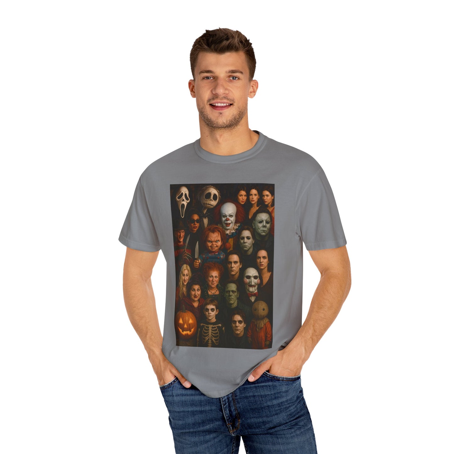 Spooky Halloween T-Shirt | Unisex Garment-Dyed Tee Featuring Iconic Horror Movie Characters, Perfect for Halloween Parties, Horror [...]