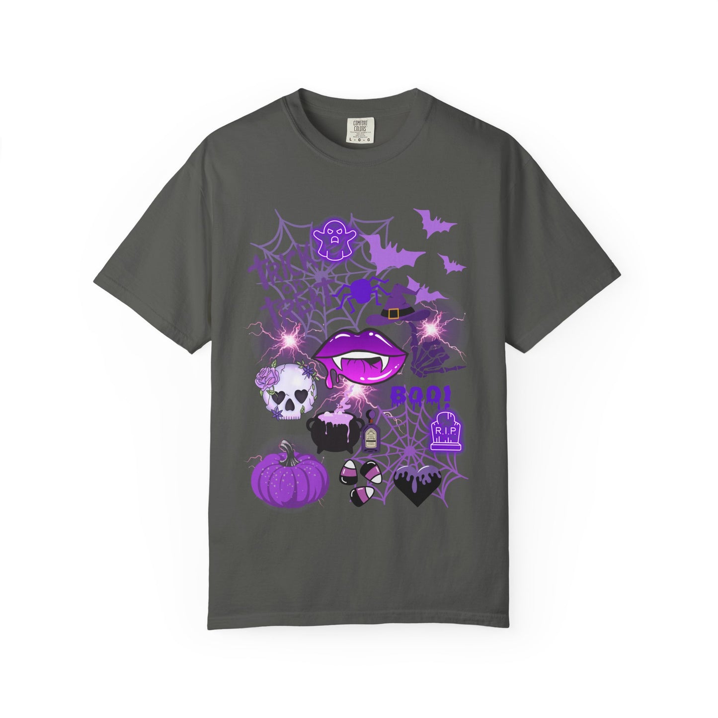 Spooky Purple Vibes Halloween Graphic T-Shirt, Fun Unisex Tee for Spooky Season, Trick or Treat, Boo! Shirt, Halloween Party Wear, Gift Idea