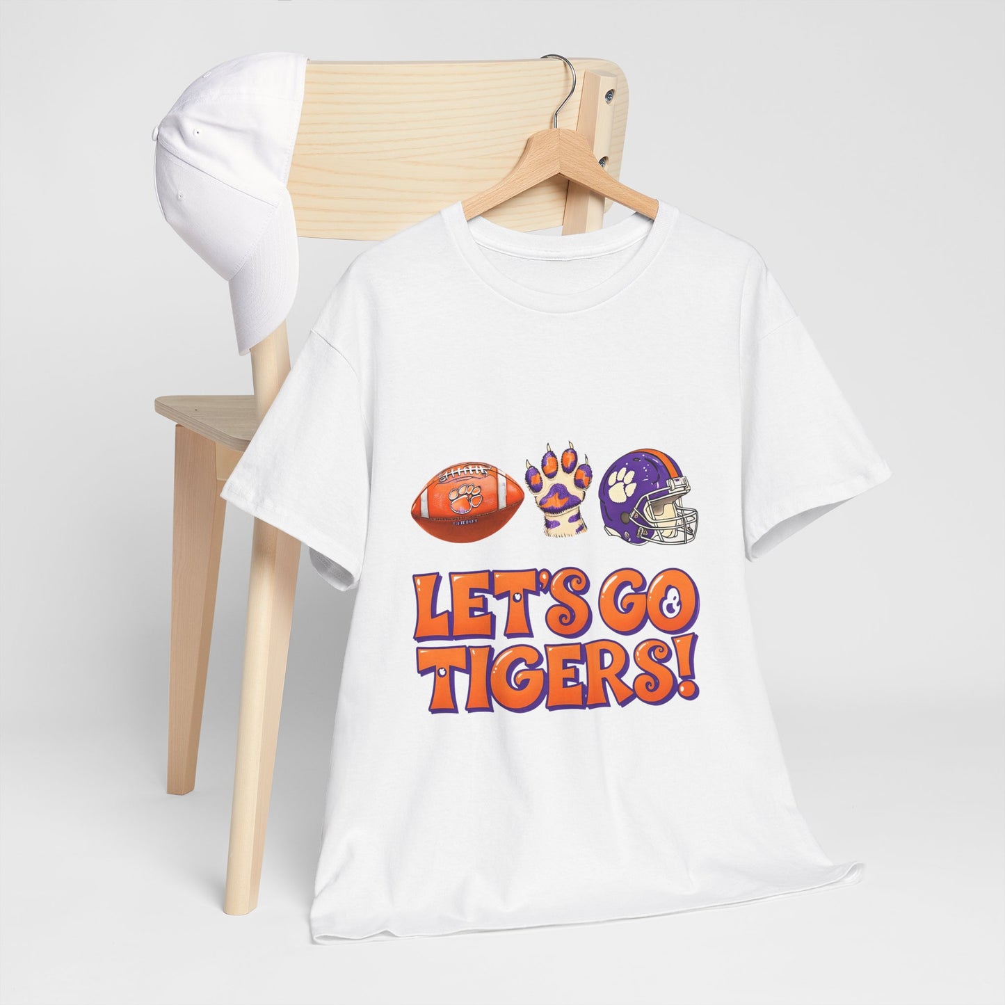 Unisex Heavy Cotton Tee - Let's Go Tigers! Sports Fan Tee, Game Day Shirt, Tailgate Apparel, Team Pride Top, College Football Gear