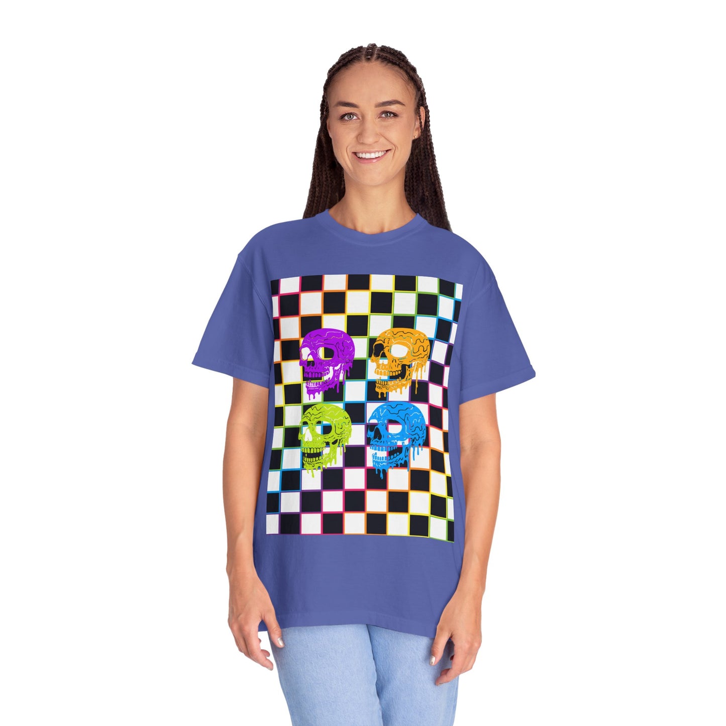 Vibrant Skull Graphic T-Shirt, Unisex Tee, Halloween Outfit, Alternative Fashion, Festival Wear, Casual Street Style