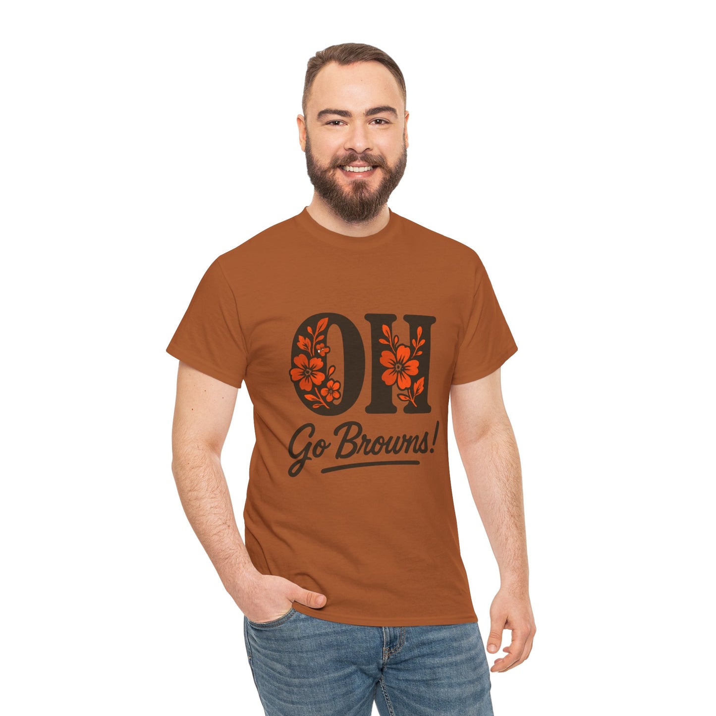 OH Go Browns Floral Unisex Tee, Fan Apparel, Game Day Shirt, Casual Wear, Gift for Sports Lovers