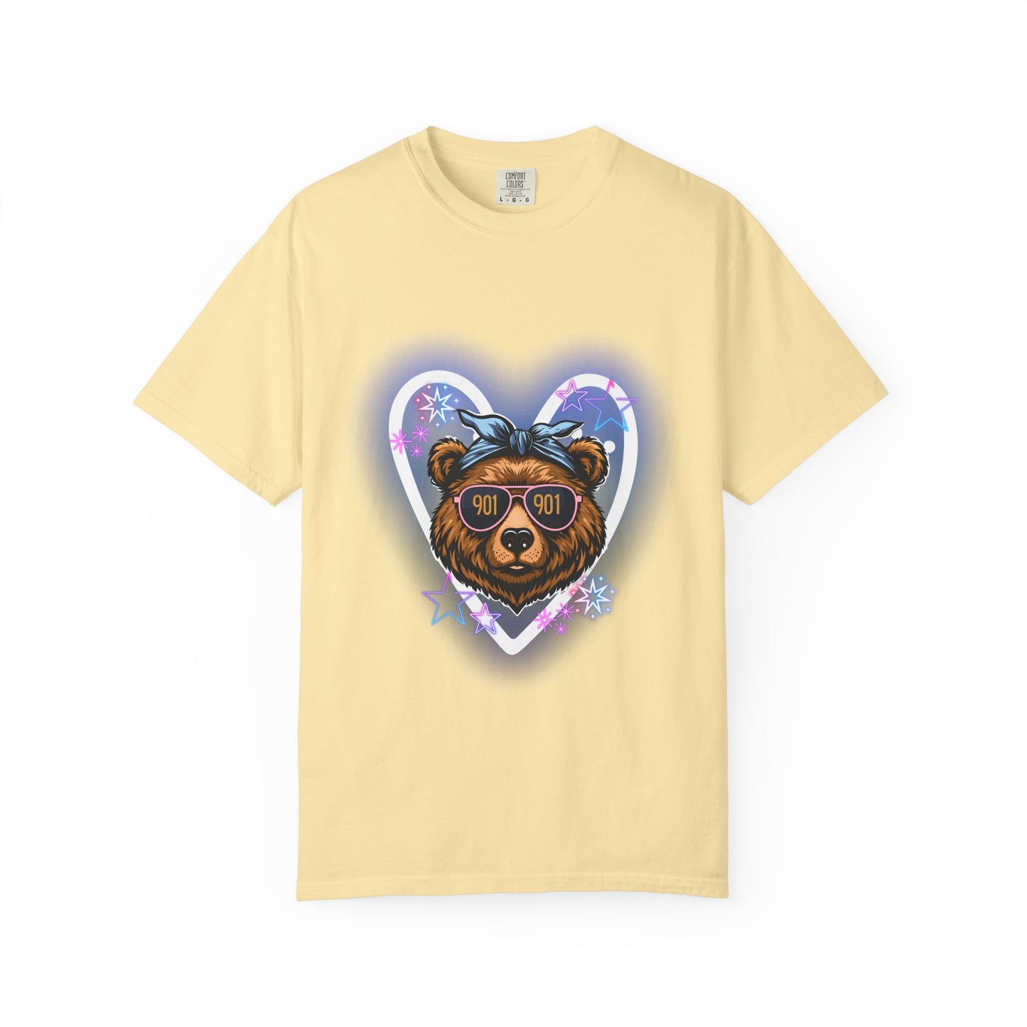 Neon Memphis Bear Graphic T-Shirt, Unisex Fashion Tee, Trendy Apparel, Memphis Grizz, 901 Memphis, Retro Design, Comfort Colors, Memphis Basketball Fan