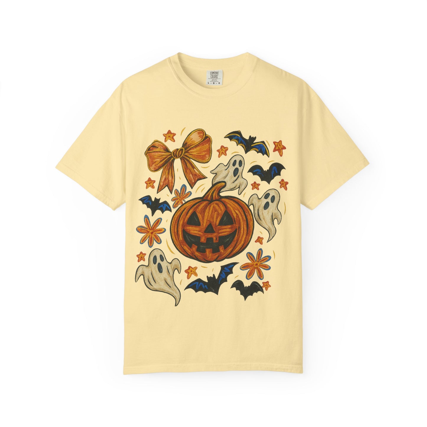 Halloween Ghost & Pumpkin T-shirt, Spooky Season Shirt, Fall Tee, Unisex Halloween Apparel, Ghostly Graphic Tee, Pumpkin Graphic Shirt