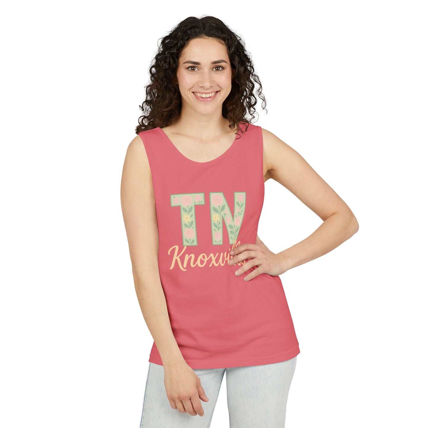 Tennessee Floral Tank Top, Unisex Sleeveless Shirt, Summer Tee, Casual Wear, Gift for Her, Comfort Colors, Graduation Gift, Rocky Top