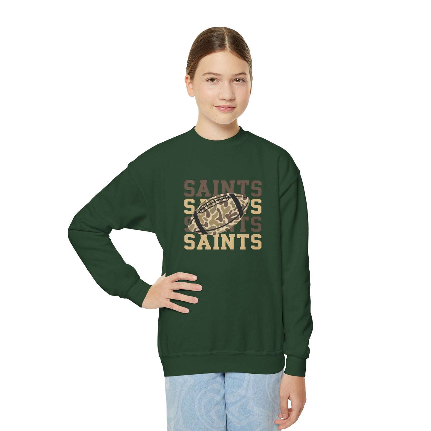 Youth Saints Crewneck Sweatshirt, Cozy Youth Sweatshirt, Sports Team Apparel, Perfect for Game Day, Gift for Young Fans