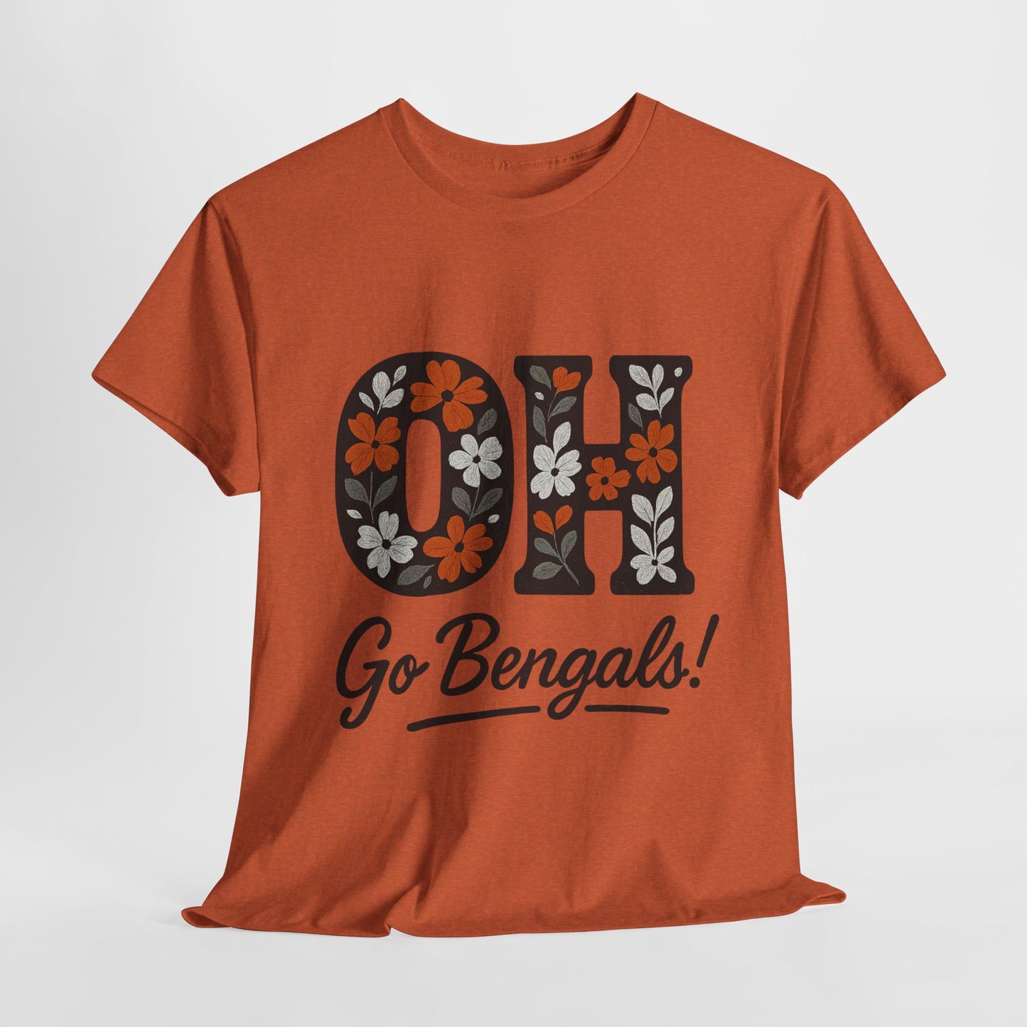 Bengals Floral Tee - Unisex Heavy Cotton