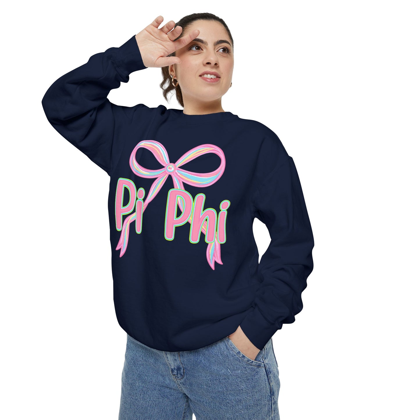 PiPhi Bow Unisex Sweatshirt, Cute Sorority Apparel, Comfortable Sweatshirt, Gift for Sorority Sisters, Soft Fashion Essentials
