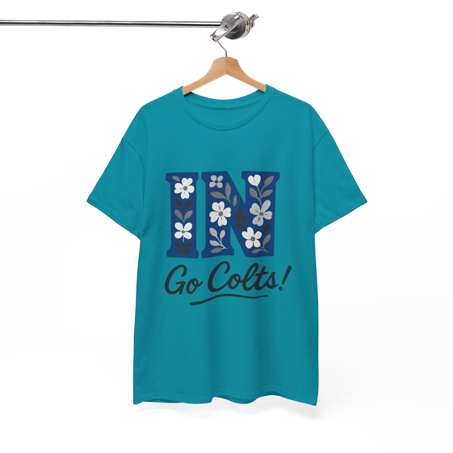 Floral Colts Tee | Unisex Heavy Cotton Tee for Sports Fans, Indiana Pride