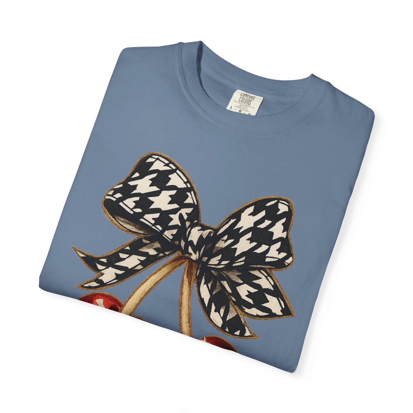 Houndstooth Bow Unisex Tee for Sports Lovers | Garment-Dyed T-shirt