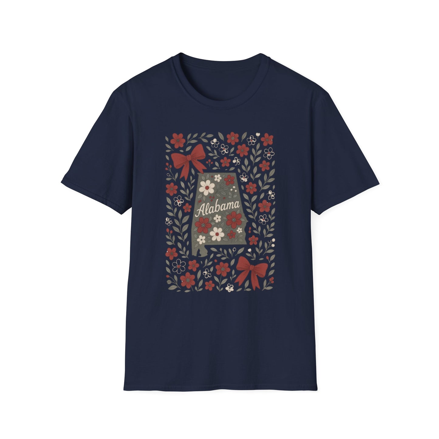 Alabama Floral Unisex T-Shirt, Southern Pride Shirt, Gift for Her, Travel Tee, Spring Apparel