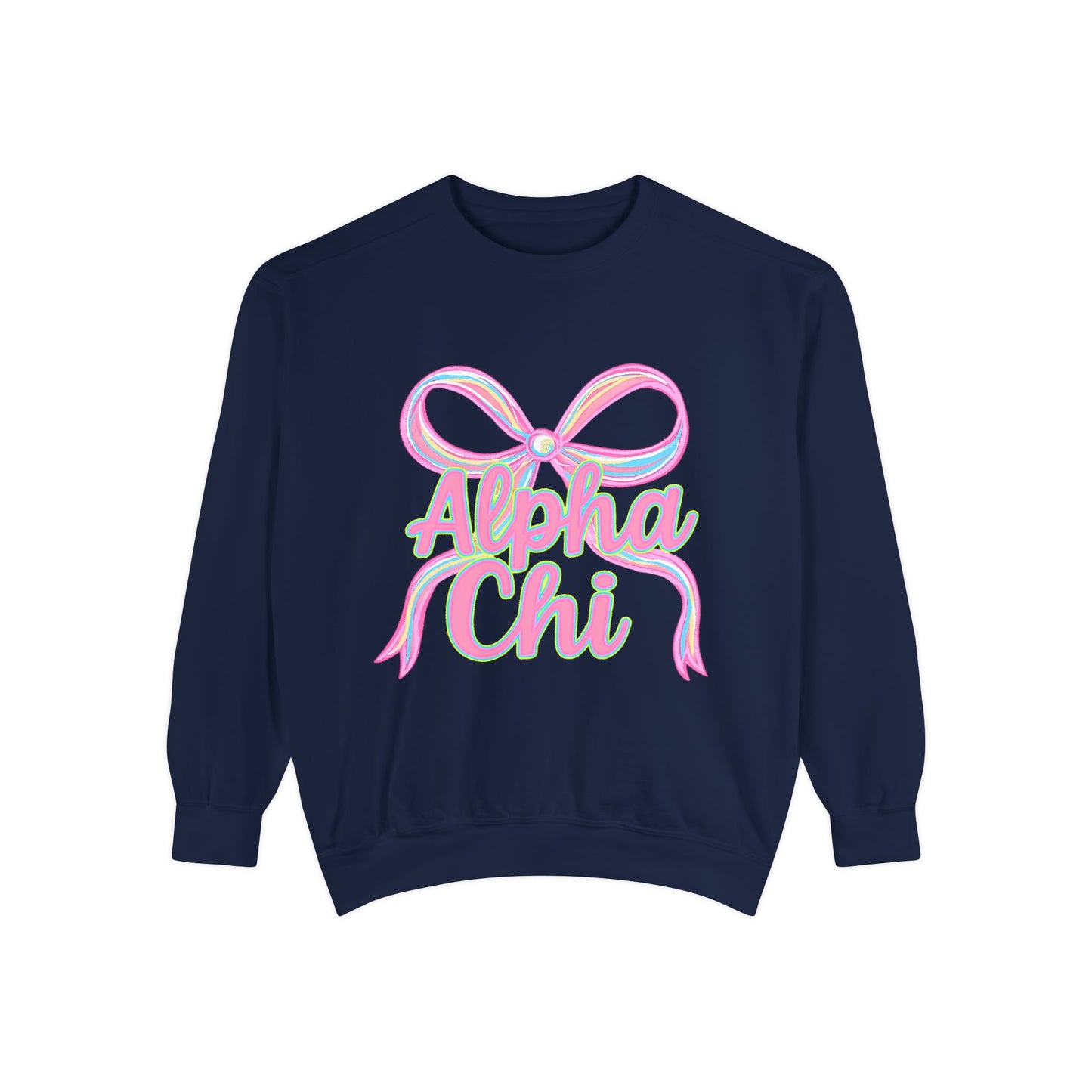 AlphaChi Garment-Dyed Sweatshirt, Sorority Sweatshirt, Personalized Gift, College Apparel, Comfortable Crewneck, Trendy Fashion