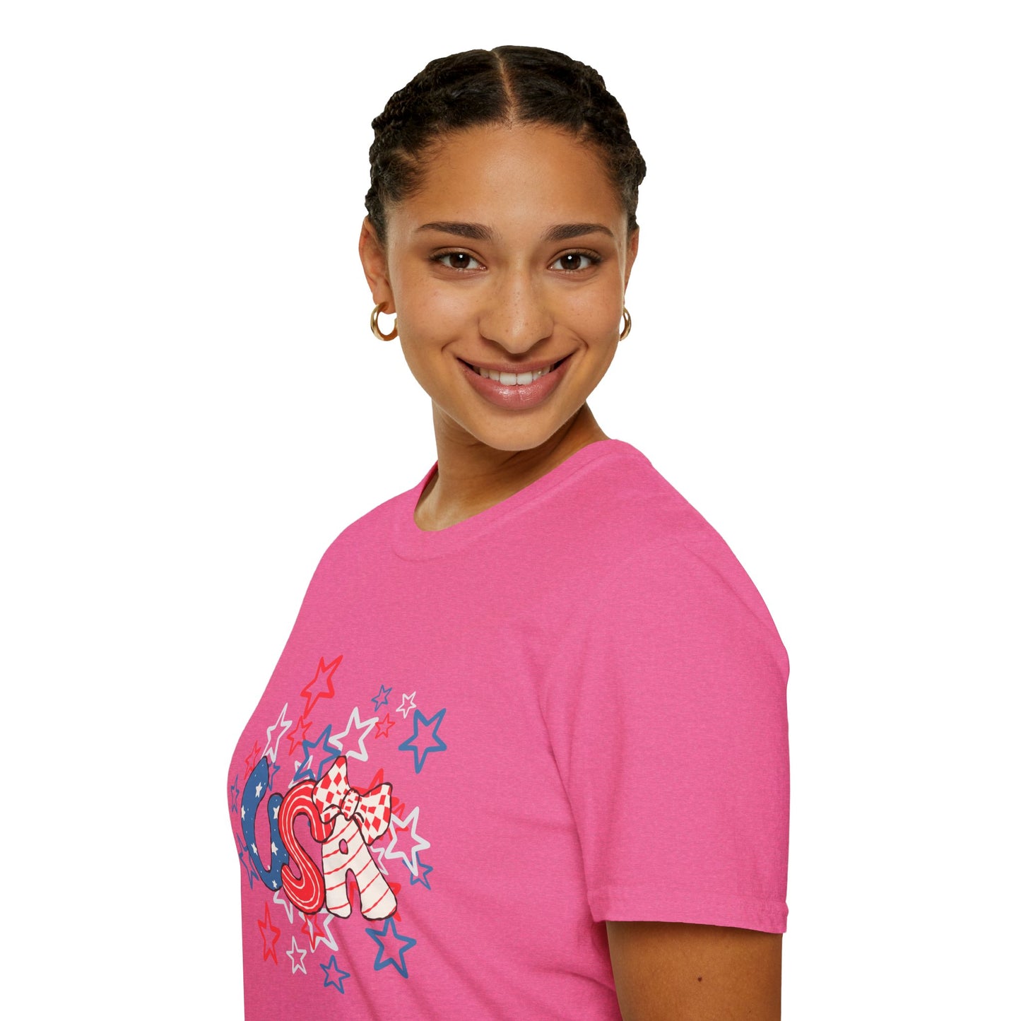 Patriotic Unisex T-Shirt for Independence Day, July 4th Celebration, Star-Patterned Tee, USA Graphic Top, Casual American Apparel