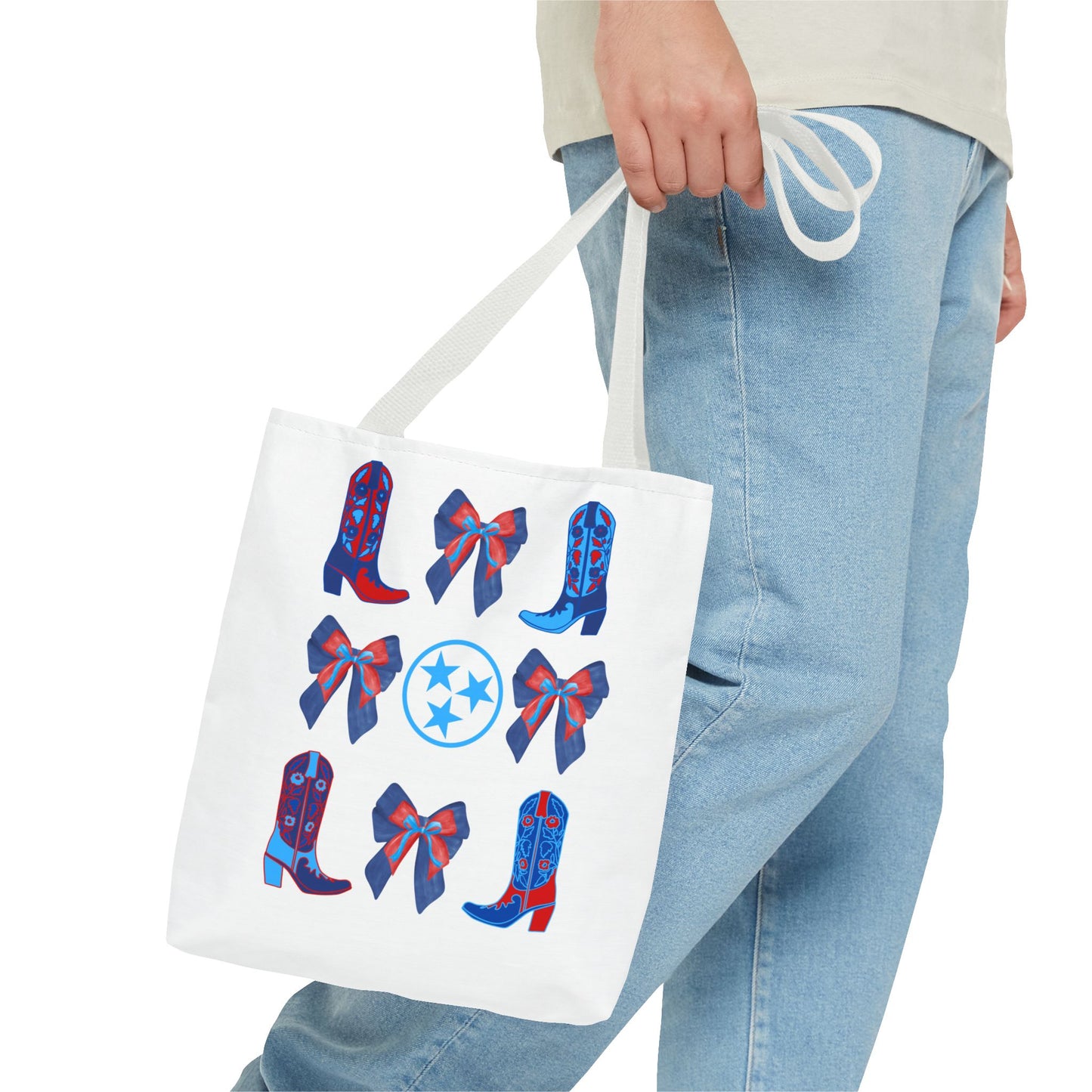 Tote Bag - Tennessee Titans Coquette Bow Design - Titan Up NFL Game Day Gift Nashville TN