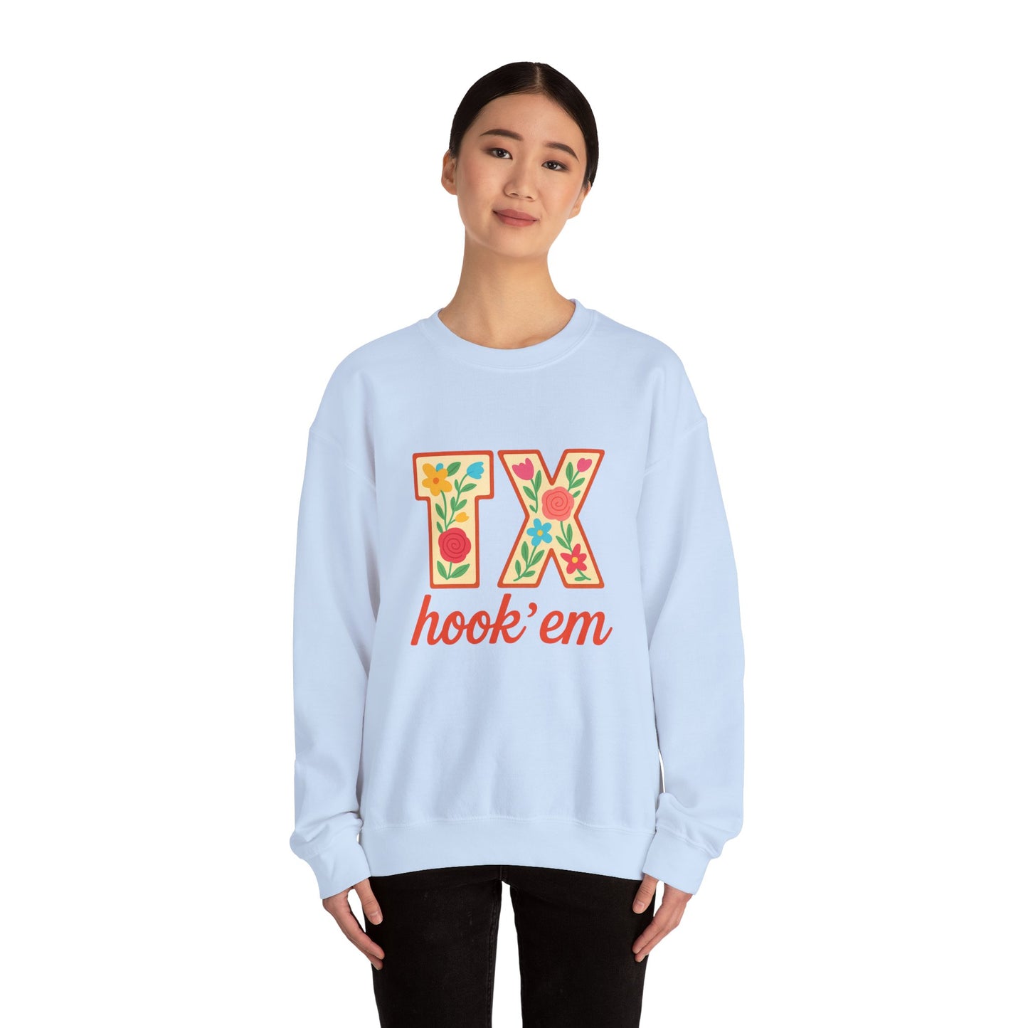 TX Hook'em Unisex Crewneck Sweatshirt | Cozy Texas Pride Apparel, Perfect for Game Day, Casual Outfits, Gifting