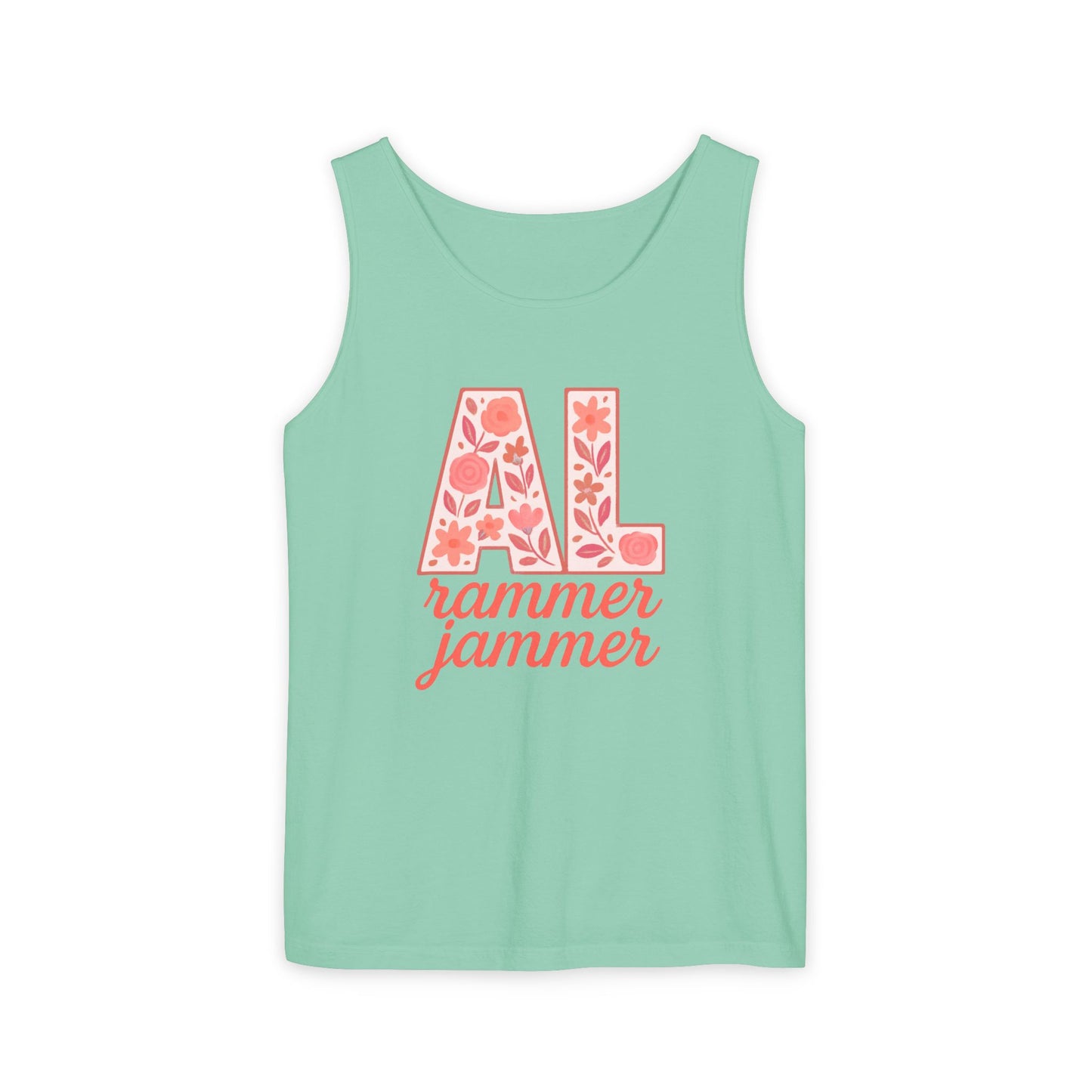 Floral Alabama Rammer Jammer Tank Top, Summer Tee, College Apparel, Game Day Shirt, Unisex Summer Clothing, Southern Style Top, Comfort Colors, Graduation Gift