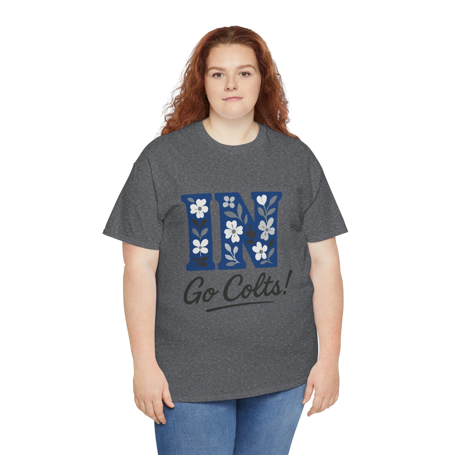 Floral Colts Tee | Unisex Heavy Cotton Tee for Sports Fans, Indiana Pride