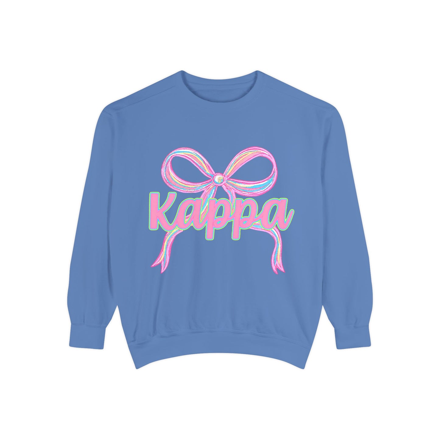 Kappa Bow Sweatshirt, Unisex Garment-Dyed Sweatshirt, Cozy Fashion, Fall Wardrobe, College Spirit, Gift Idea, Trendy Apparel