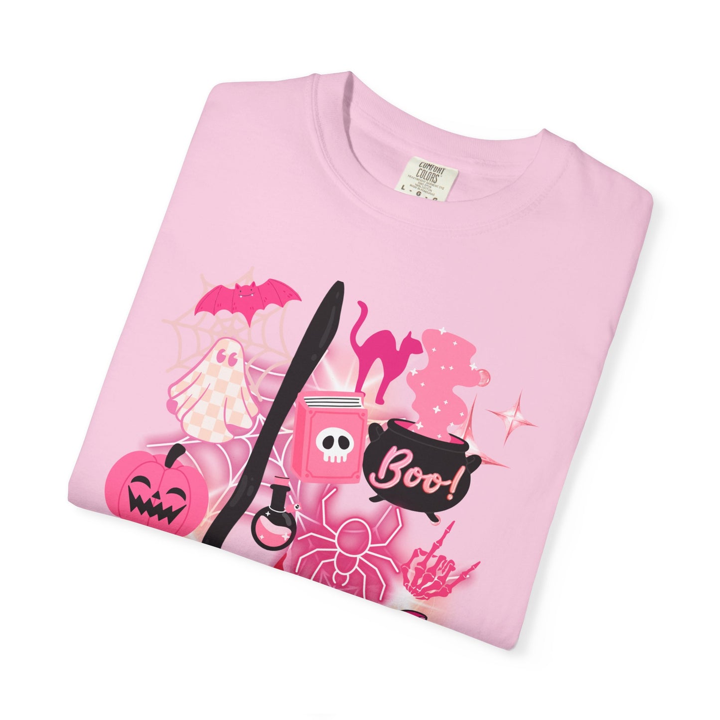 Pink Halloween-Themed Unisex T-shirt, Spooky Shirt, Ghostly Apparel, Boo T-shirt, Fall Fashion, Halloween Costume Top