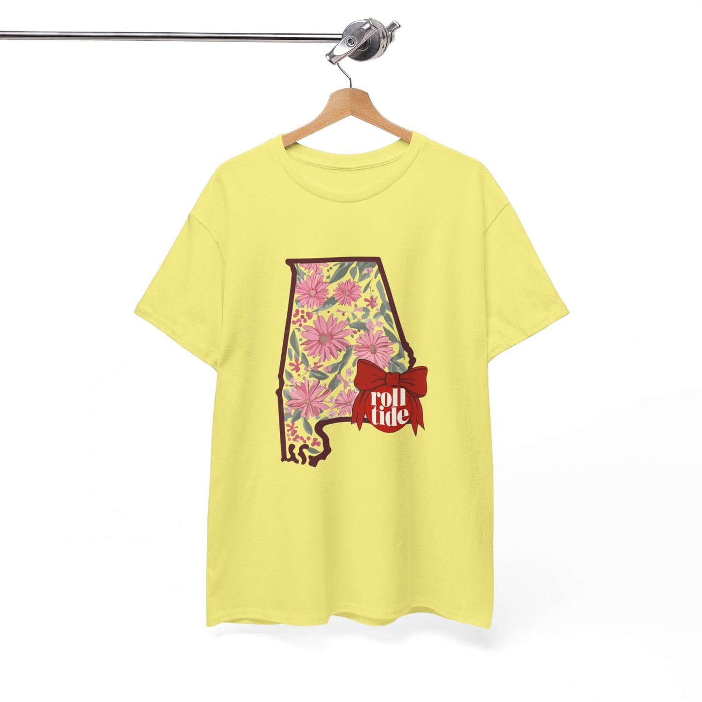 Floral Alabama Tee - Roll Tide Unisex Heavy Cotton T-Shirt, Casual Wear, Game Day Outfit, College Apparel, Southern Pride