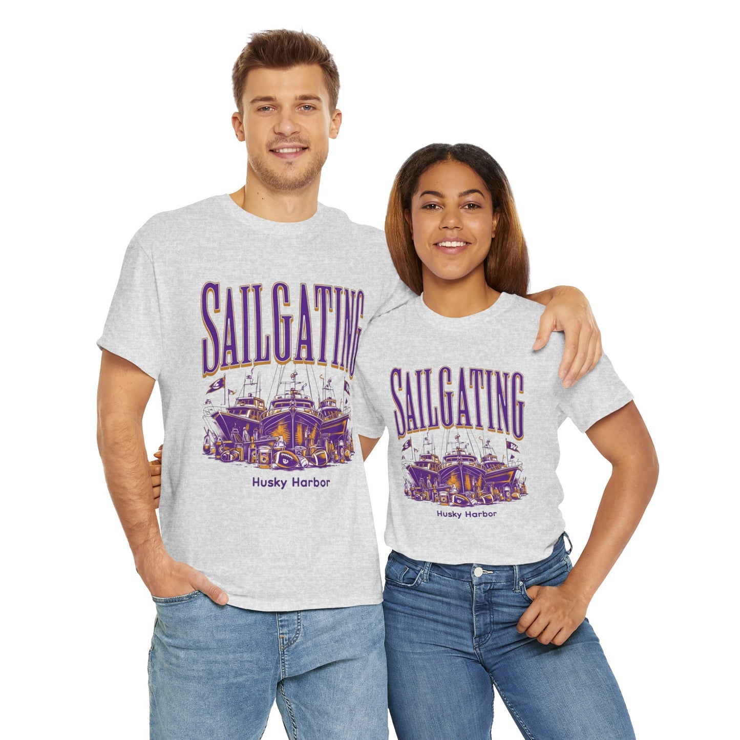 Sailgating Tee - Washington Huskies Unisex Heavy Cotton Shirt