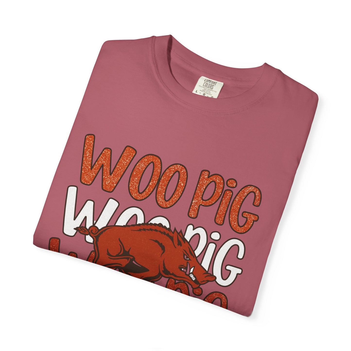 Woo Pig Garment-Dyed T-Shirt, Unisex Tee, Arkansas Pride Shirt, Casual Everyday Wear, College Game Day Tee, Fun Graphic Tee