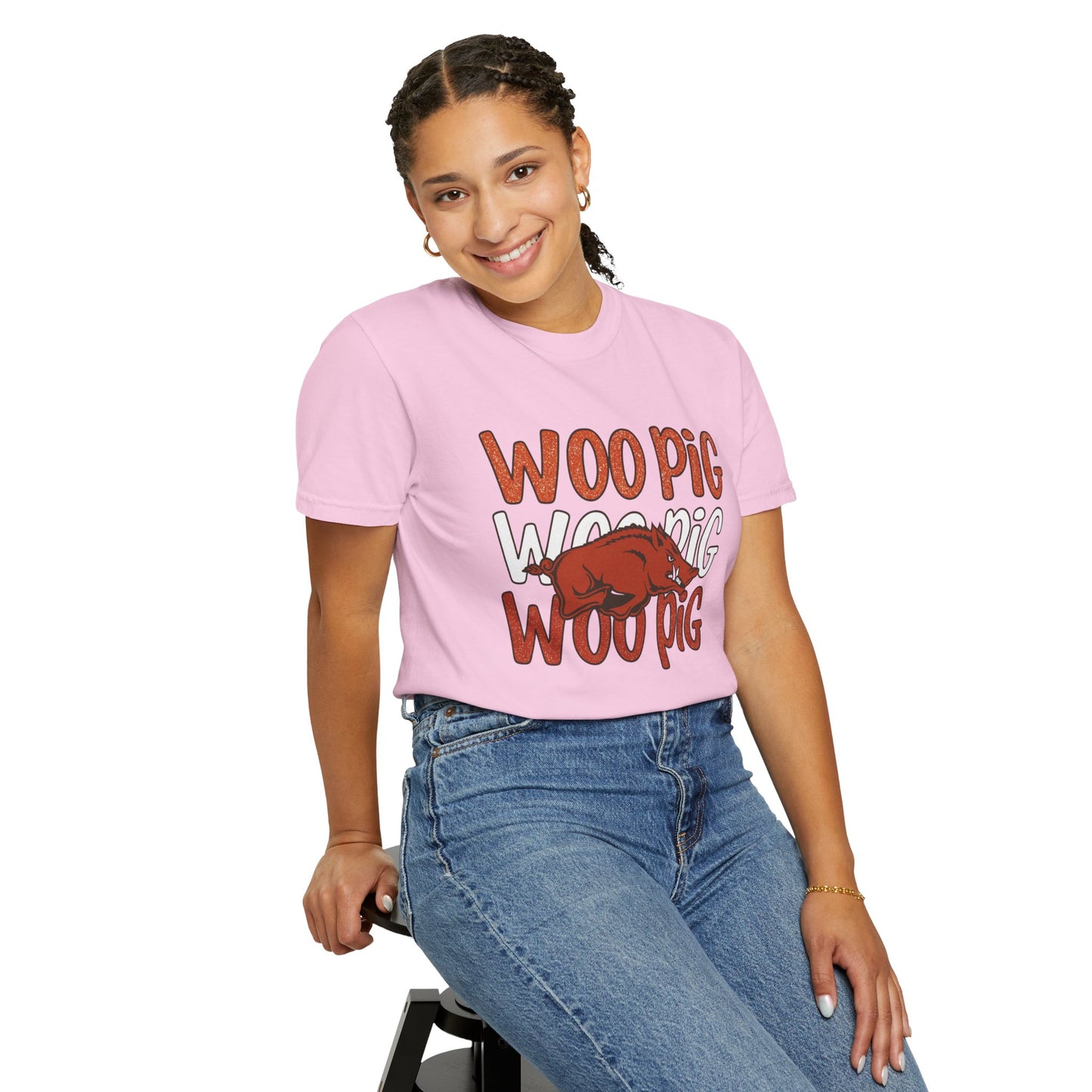 Woo Pig Garment-Dyed T-Shirt, Unisex Tee, Arkansas Pride Shirt, Casual Everyday Wear, College Game Day Tee, Fun Graphic Tee