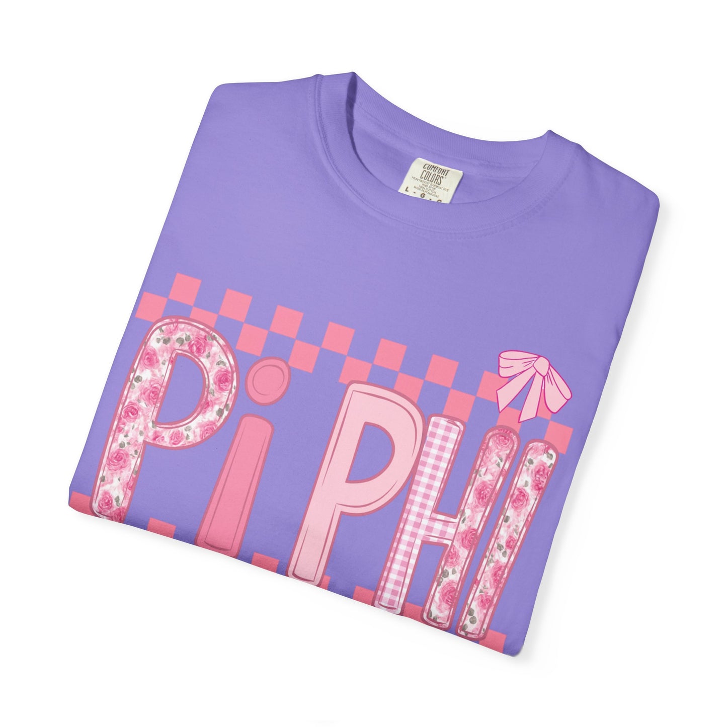 Cute Garment-Dyed T-Shirt for Sorority Sisters, Pi -Checked Style, Perfect for Casual Outings, Sorority Events, Gifts