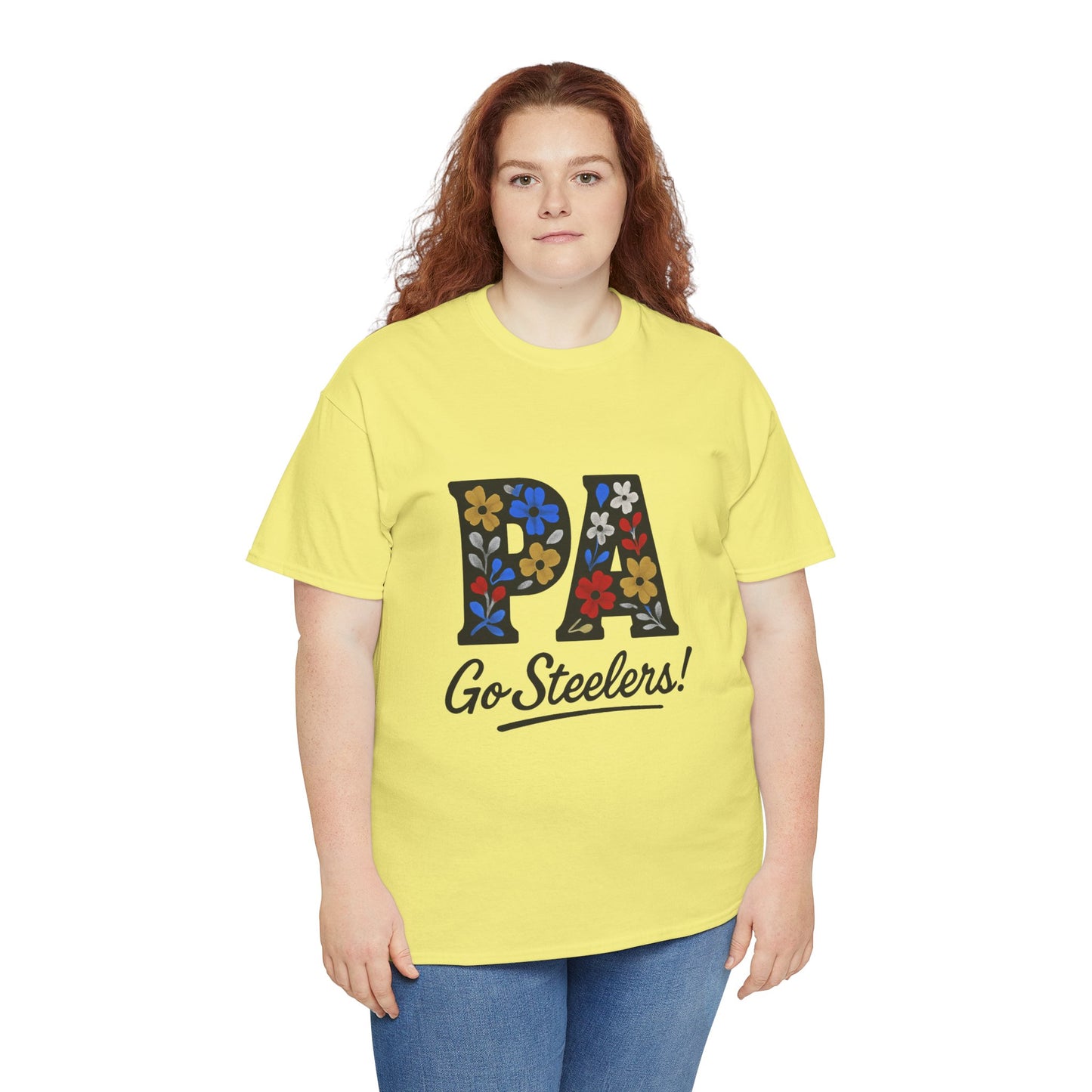 Sports Fan Tee - Floral PA Go Steelers Unisex Heavy Cotton Tee