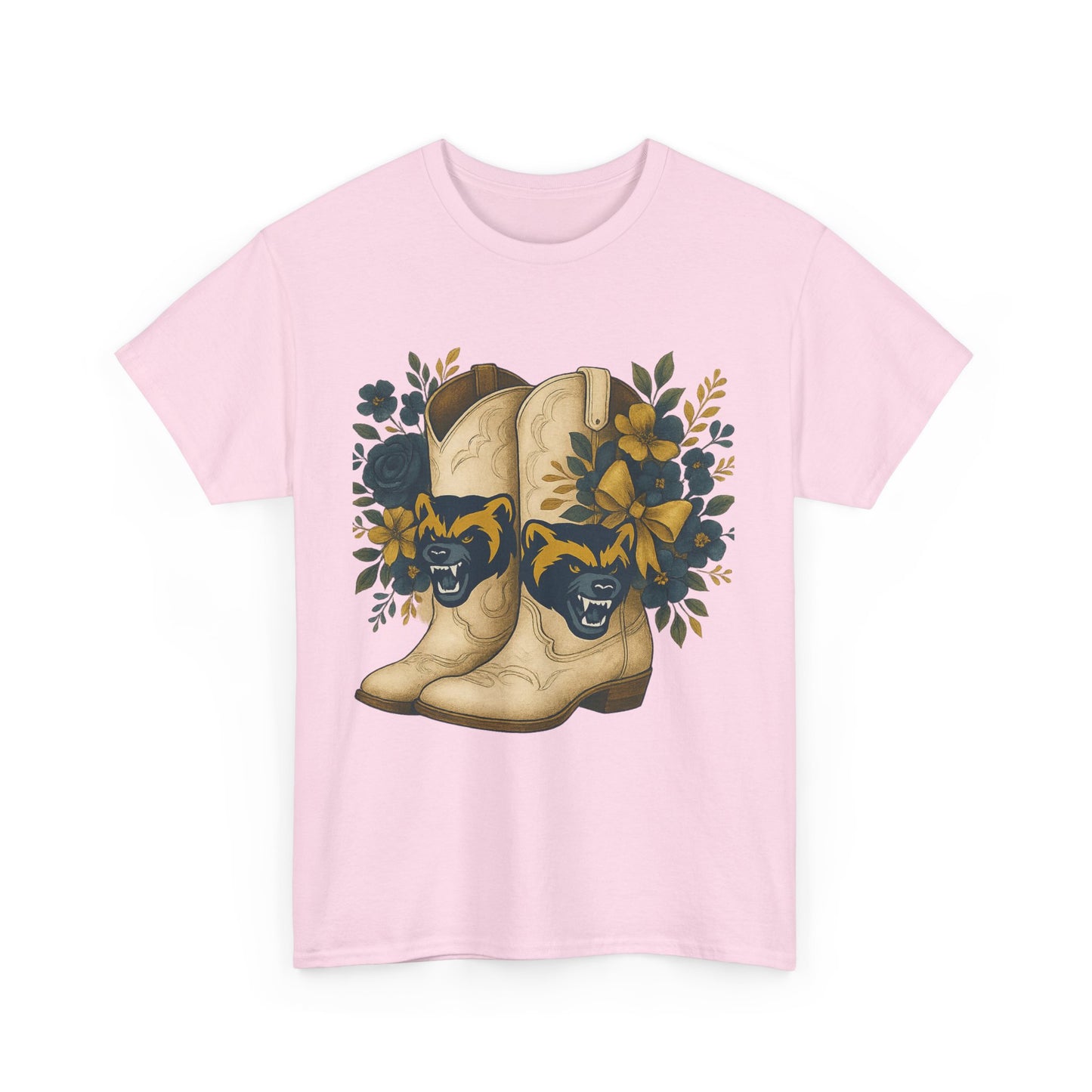 Graphic Tee - Michigan Wolverines Maize and Blue Country Chic Floral Cowboy Boots Vintage Style Shirt