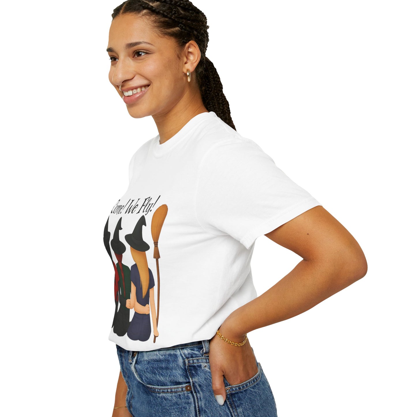 Witchy Halloween T-shirt - Come We Fly Unisex Garment-Dyed Tee