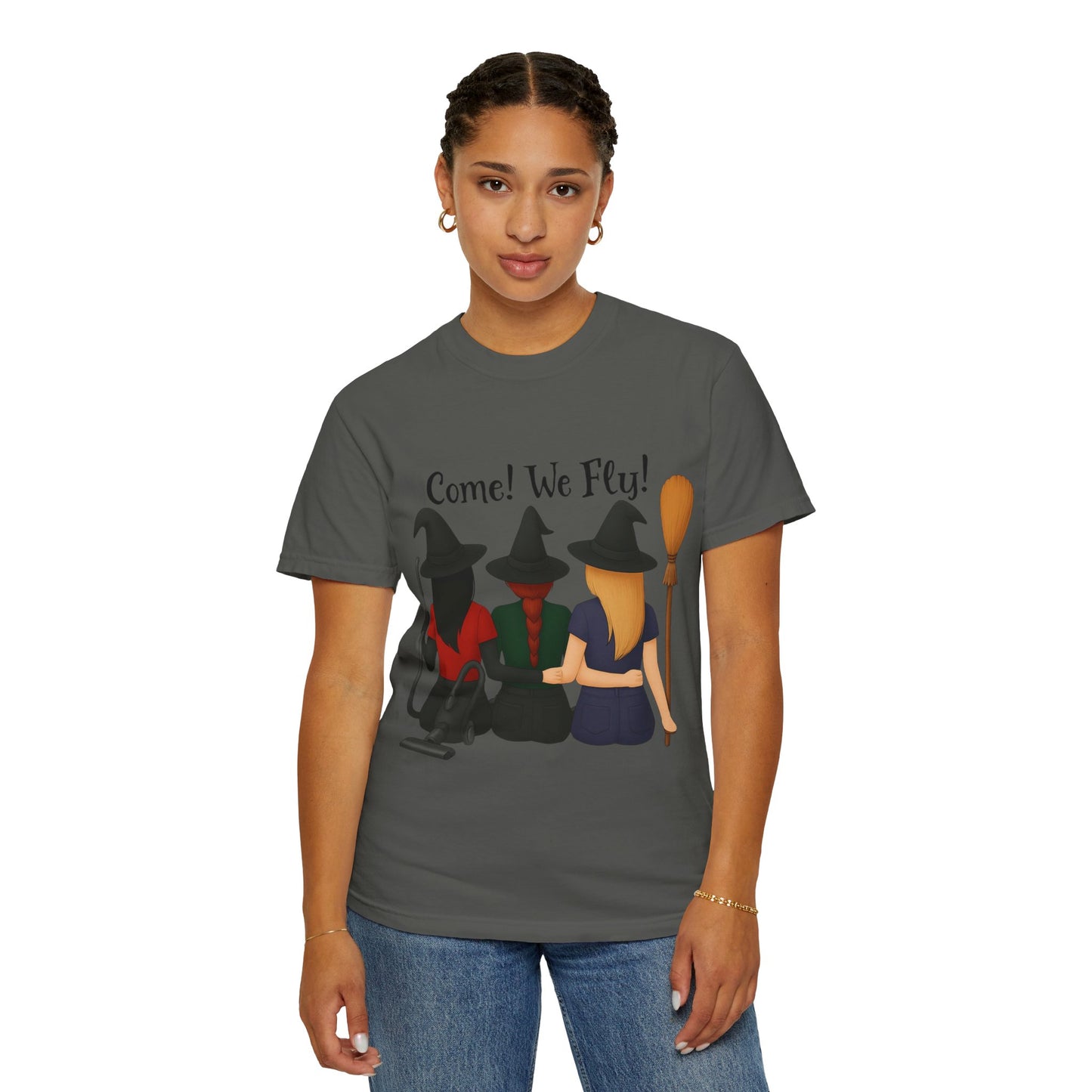 Witchy Halloween T-shirt - Come We Fly Unisex Garment-Dyed Tee