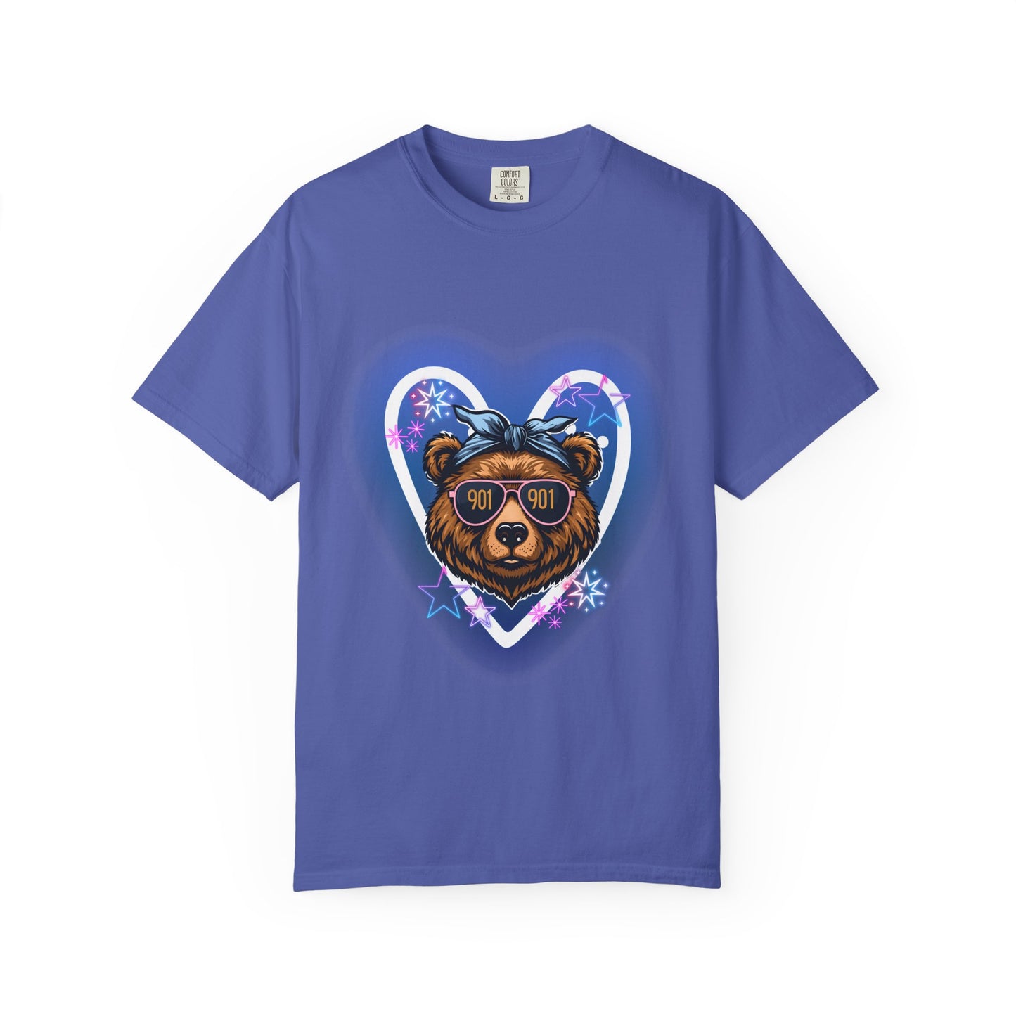 Neon Memphis Bear Graphic T-Shirt, Unisex Fashion Tee, Trendy Apparel, Memphis Grizz, 901 Memphis, Retro Design, Comfort Colors, Memphis Basketball Fan