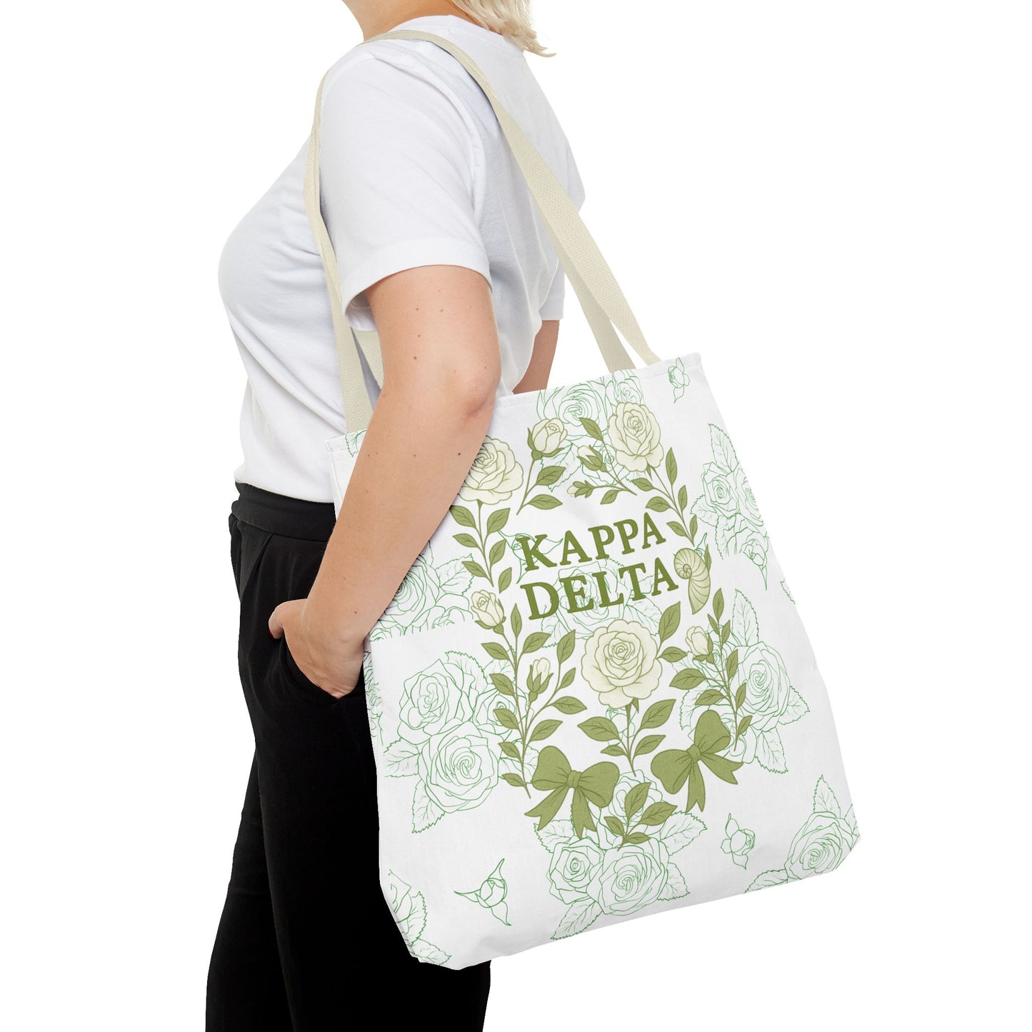Elegant Kappa Delta Tote Bag, Floral AOP Design, Sorority Bag, Gift for Sisters, Eco-Friendly Shopping Bag