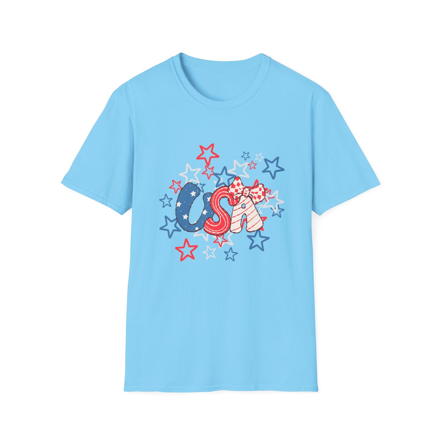 Patriotic Unisex T-Shirt for Independence Day, July 4th Celebration, Star-Patterned Tee, USA Graphic Top, Casual American Apparel