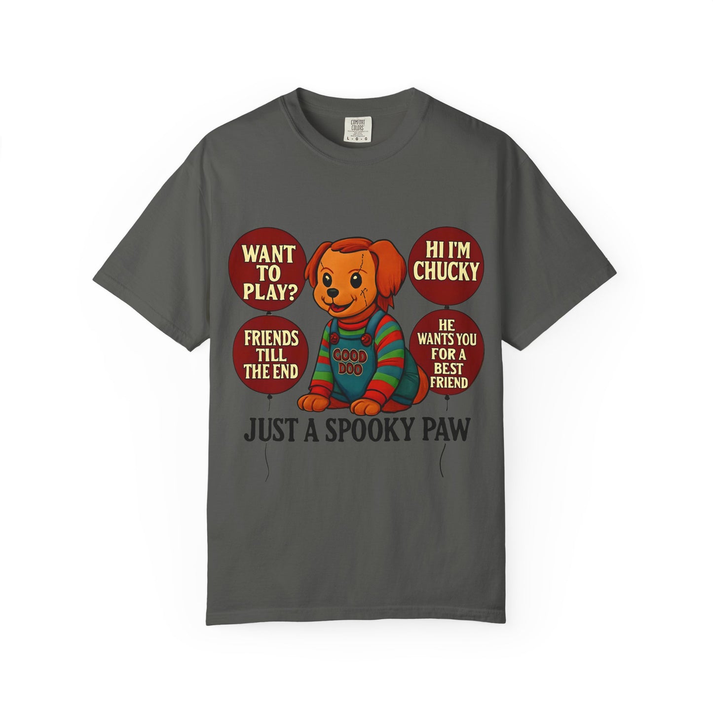 Spooky Graphic T-shirt, Halloween Costume Top, Unisex Tee, Funny Chucky Shirt, Gift for Horror Fans, Cute Spooky Apparel