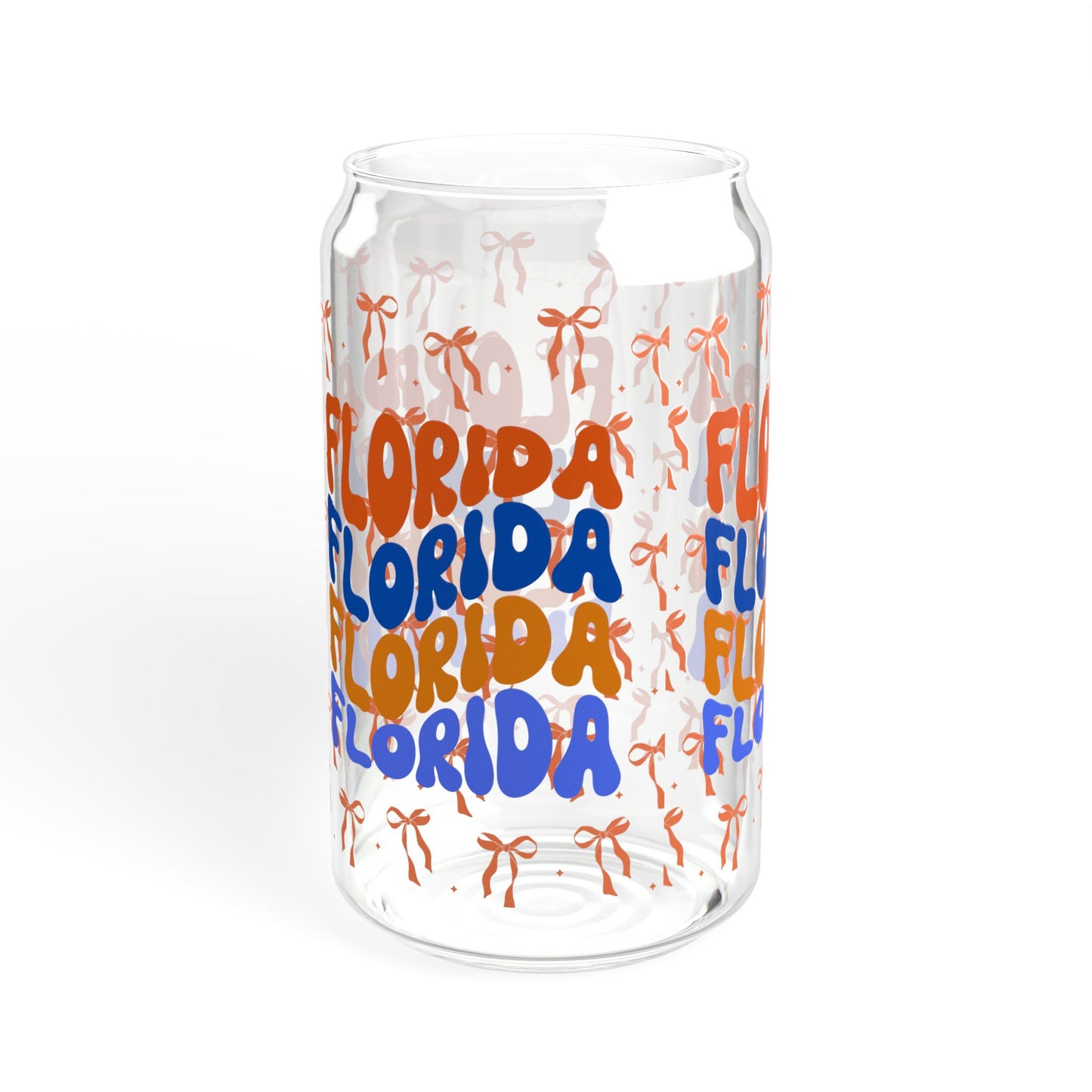 Coquette Bow Florida Sipper Glass, 16oz - Reusable Drinkware, Summer Vibes, Beach Lovers Gift, Eco-Friendly, FL gators, graduation gift, college student gift, florida fan