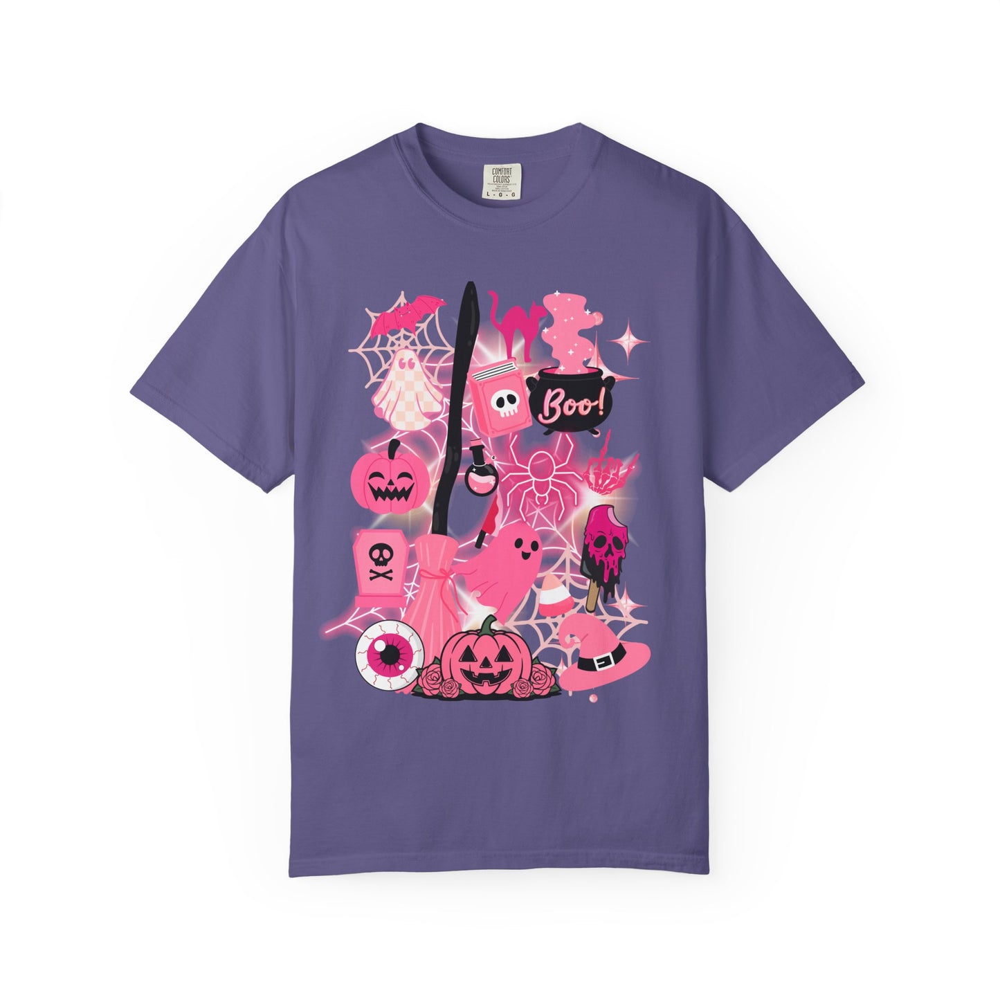 Pink Halloween-Themed Unisex T-shirt, Spooky Shirt, Ghostly Apparel, Boo T-shirt, Fall Fashion, Halloween Costume Top
