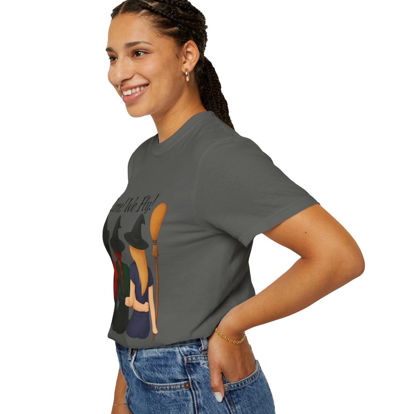 Witchy Halloween T-shirt - Come We Fly Unisex Garment-Dyed Tee