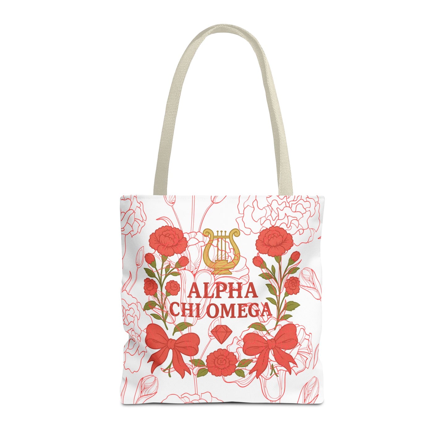 Floral Sorority Alpha Chi Omega Tote Bag, College Essentials, Gift for Sorority Sisters, Eco-Friendly Shopping Tote, Alpha Chi Omega Apparel