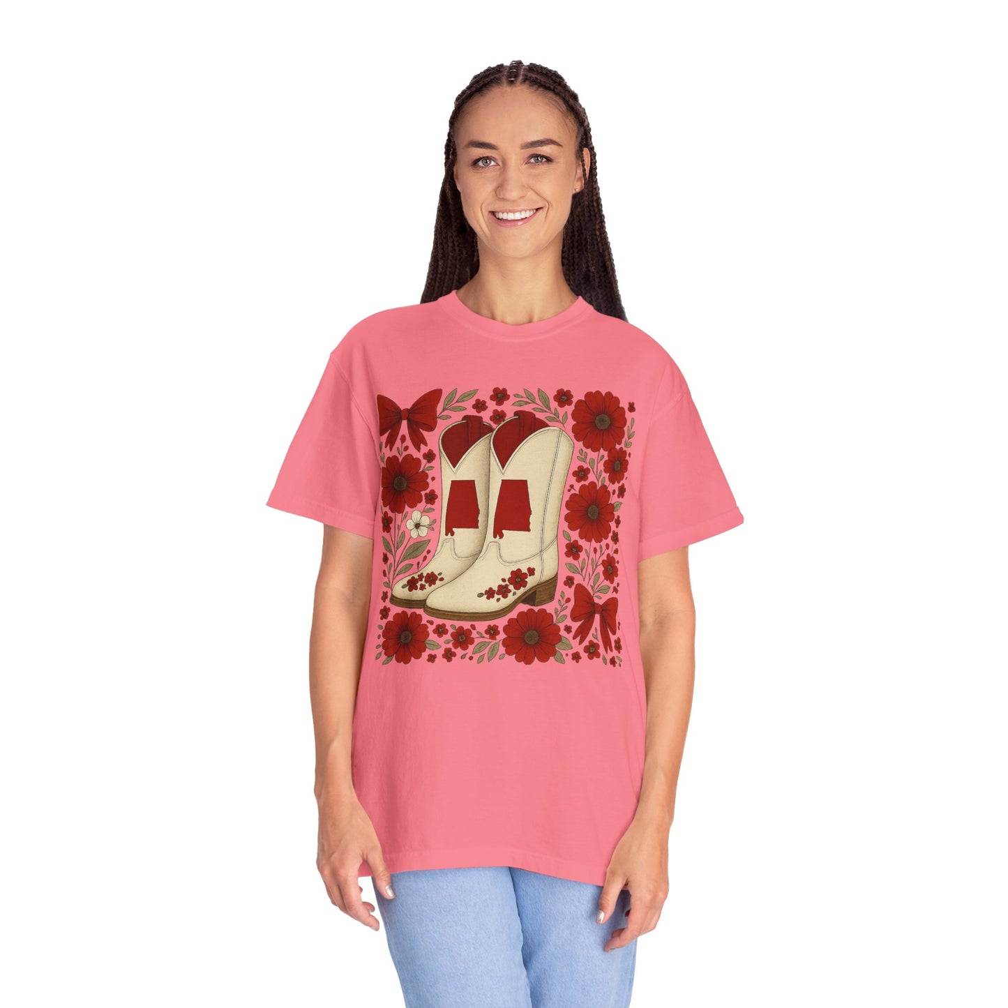 Vintage Cowboy Boots Floral Unisex T-shirt - Alabama Fan, Bama Game Day