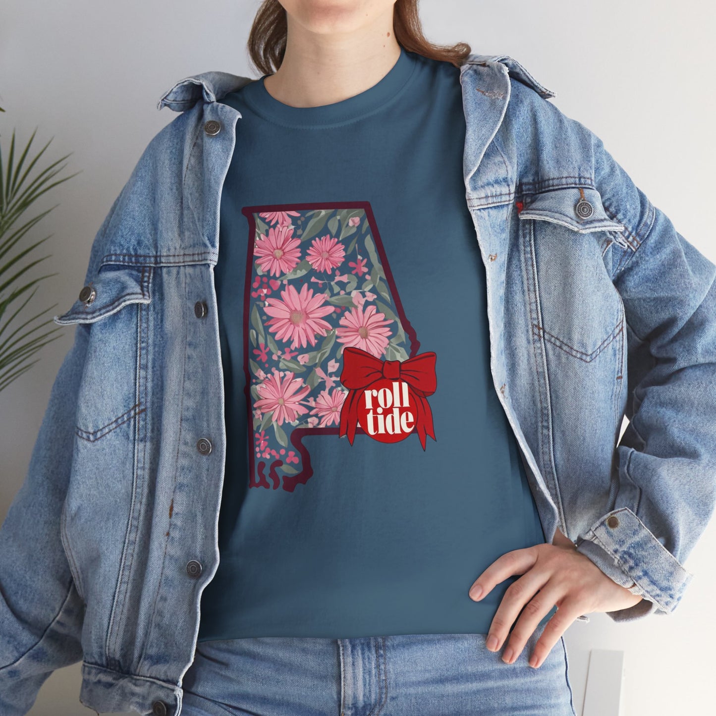 Floral Alabama Tee - Roll Tide Unisex Heavy Cotton T-Shirt, Casual Wear, Game Day Outfit, College Apparel, Southern Pride