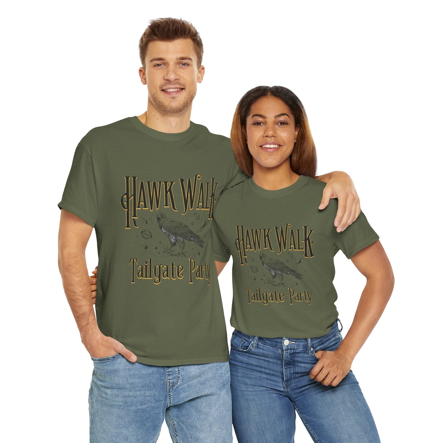Hawk Walk Tailgate Tee, Unisex Cotton Shirt, Outdoor Event T-Shirt, Festival Wear, Bird Lover Gift, Sports Gathering Apparel