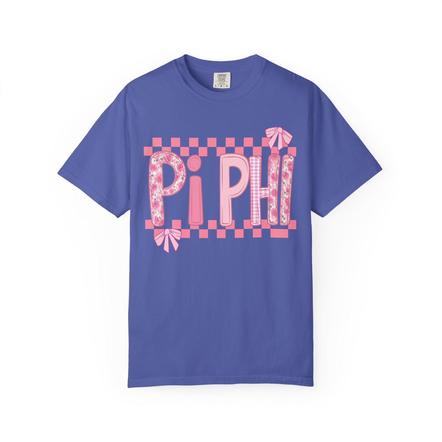 Cute Garment-Dyed T-Shirt for Sorority Sisters, Pi -Checked Style, Perfect for Casual Outings, Sorority Events, Gifts