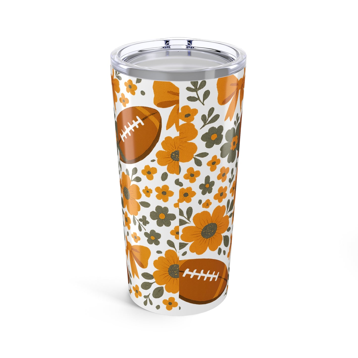 Floral Football Tumbler 20oz, Tennessee Fan Gift, TN floral gift, tennessee vols game day, knoxville, tennessee