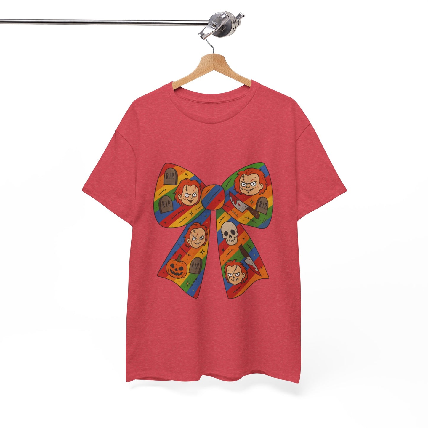 Colorful Halloween Bow Tee, Fun Costume T-Shirt, Halloween Party Shirt, Unisex Graphic Tee, Cozy Everyday Wear, Unique Gift Idea