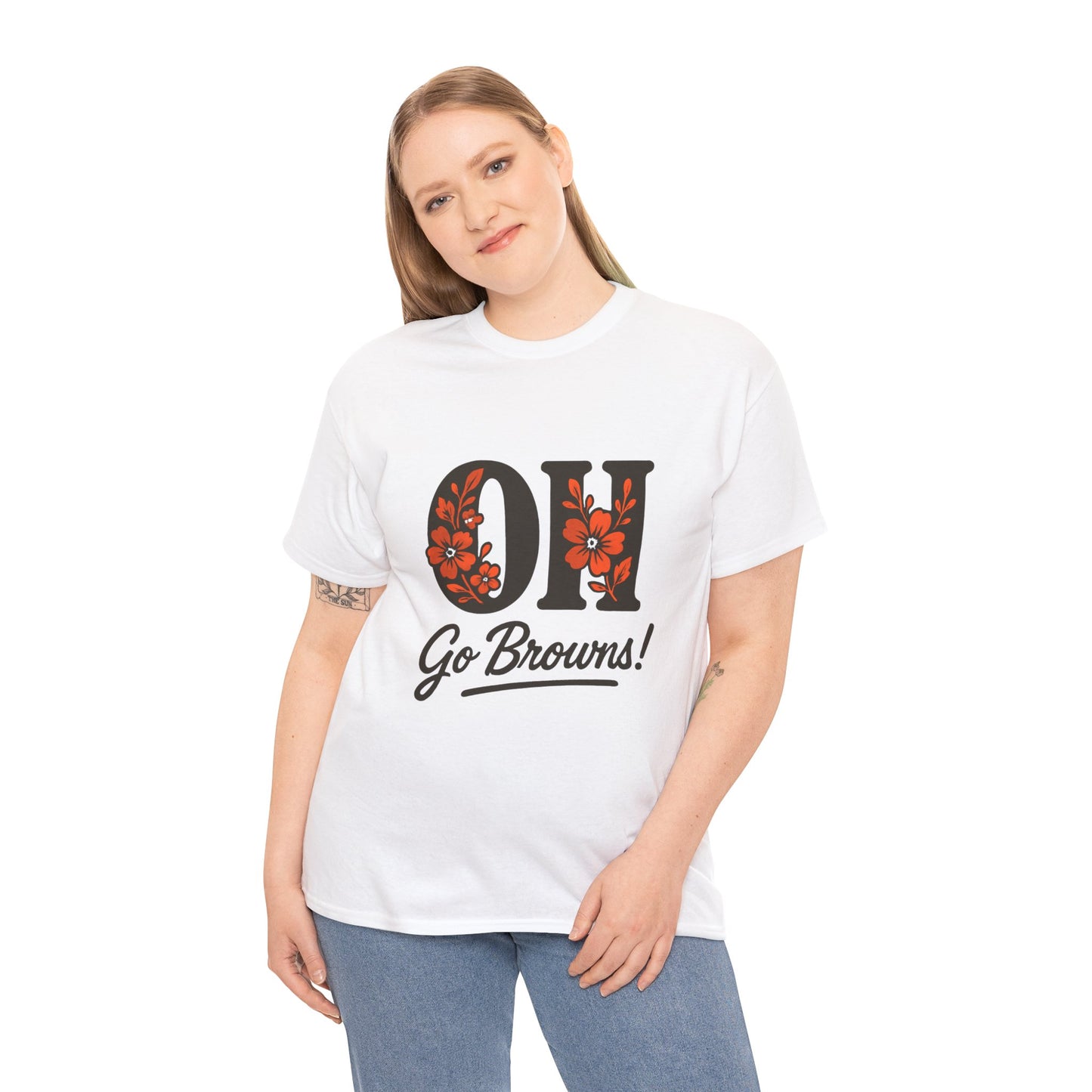 OH Go Browns Floral Unisex Tee, Fan Apparel, Game Day Shirt, Casual Wear, Gift for Sports Lovers