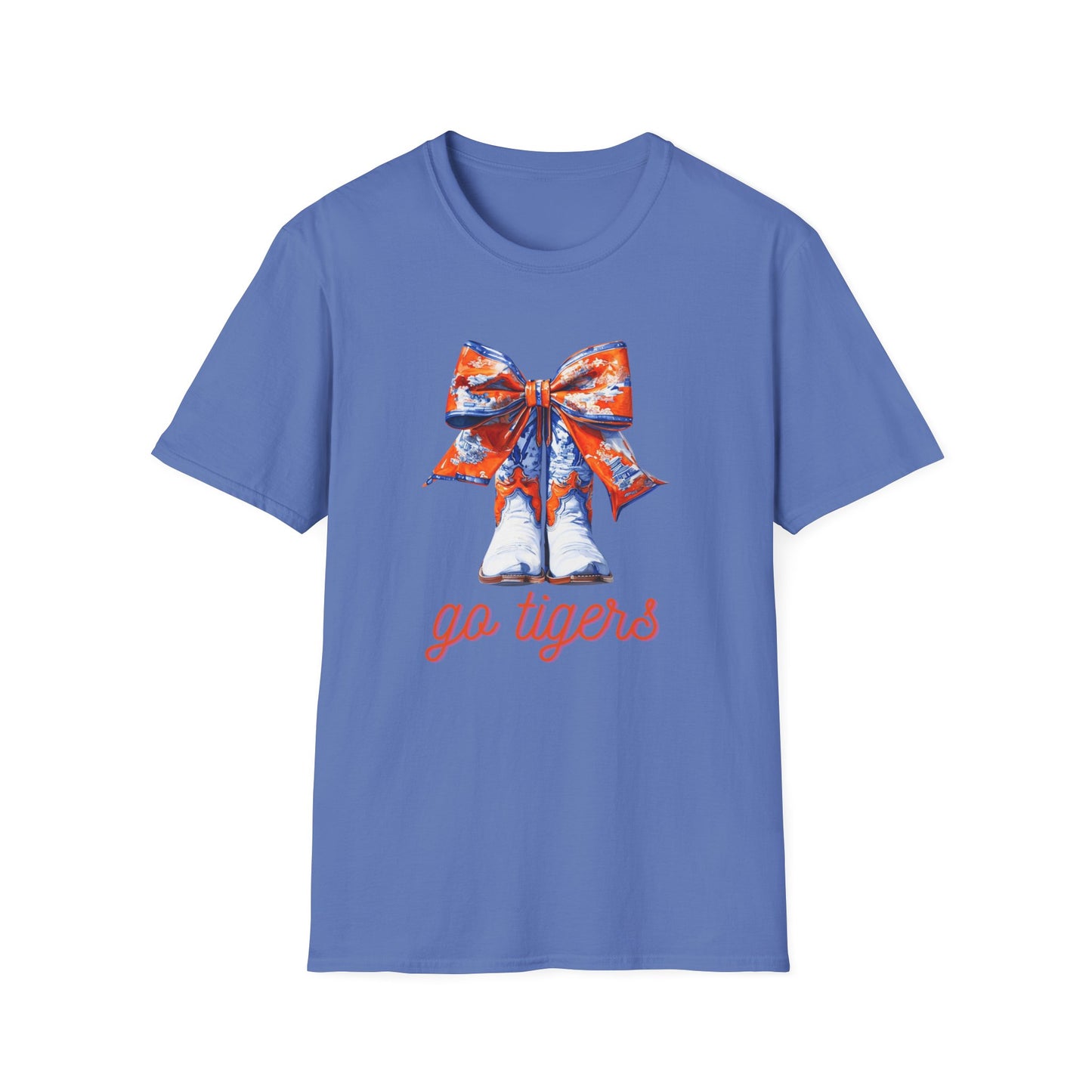 AU Coquette Boot Bow Cheerful Unisex T-Shirt with Bow Design - Perfect for Game Day, Sports Fans, Birthdays, and Casual Wear, Go Tigers!